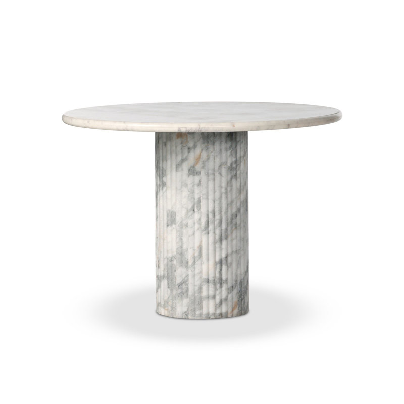 Brayden Studio?? Emefu Round Dining Table 42"Polished White Marble W